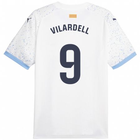 Kandiny Enfant Maillot Júlia Vilardell #9 Blanc Tenues Extérieur 2023/24 T-Shirt