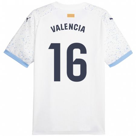 Kandiny Enfant Maillot Carla Valencia #16 Blanc Tenues Extérieur 2023/24 T-Shirt