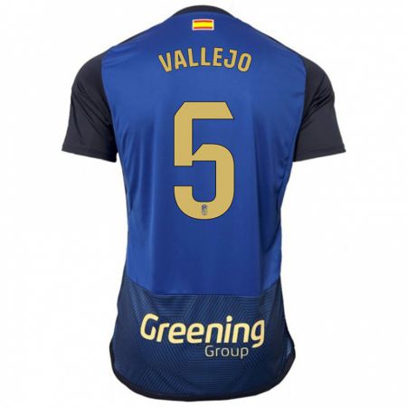 Kandiny Enfant Maillot Jesús Vallejo #5 Marin Tenues Extérieur 2023/24 T-Shirt
