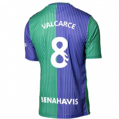 Kandiny Enfant Maillot Alejandro Valcarce #8 Vert Bleu Tenues Extérieur 2023/24 T-Shirt