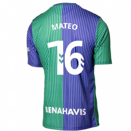 Kandiny Enfant Maillot Ángel Mateo #16 Vert Bleu Tenues Extérieur 2023/24 T-Shirt