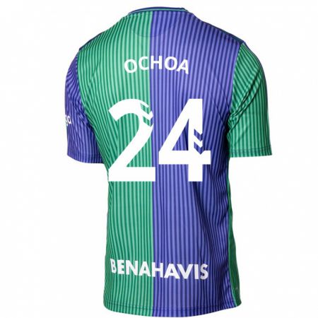 Kandiny Enfant Maillot Aarón Ochoa #24 Vert Bleu Tenues Extérieur 2023/24 T-Shirt