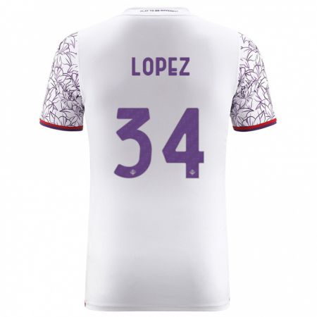 Kandiny Enfant Maillot Lucas López #34 Blanc Tenues Extérieur 2023/24 T-Shirt