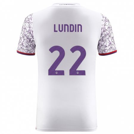 Kandiny Enfant Maillot Karin Lundin #22 Blanc Tenues Extérieur 2023/24 T-Shirt