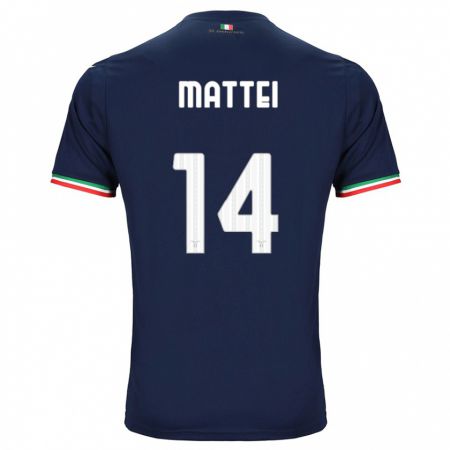 Kandiny Enfant Maillot Sarah Mattei #14 Marin Tenues Extérieur 2023/24 T-Shirt