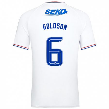 Kandiny Enfant Maillot Connor Goldson #6 Blanc Tenues Extérieur 2023/24 T-Shirt