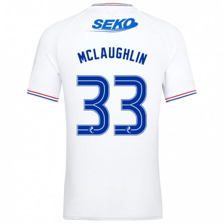 Kandiny Enfant Maillot Jon Mclaughlin #33 Blanc Tenues Extérieur 2023/24 T-Shirt