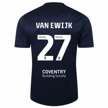Kandiny Enfant Maillot Milan Van Ewijk #27 Rouge Marine Tenues Extérieur 2023/24 T-Shirt
