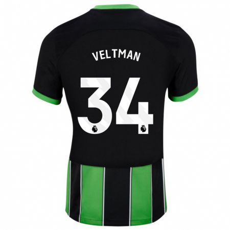 Kandiny Enfant Maillot Joël Veltman #34 Vert Noir Tenues Extérieur 2023/24 T-Shirt