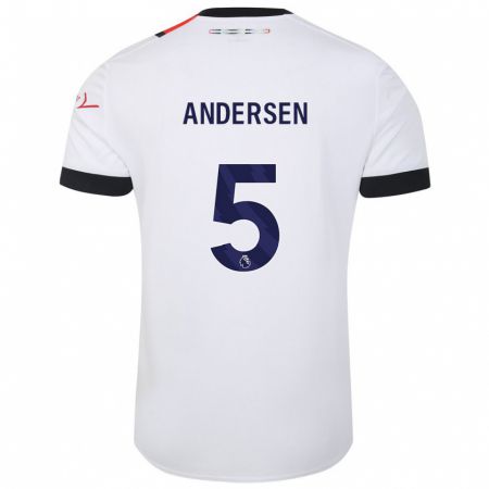 Kandiny Enfant Maillot Mads Andersen #5 Blanc Tenues Extérieur 2023/24 T-Shirt