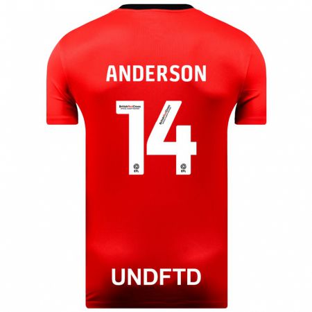 Kandiny Enfant Maillot Keshi Anderson #14 Rouge Tenues Extérieur 2023/24 T-Shirt