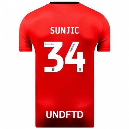 Kandiny Enfant Maillot Ivan Sunjic #34 Rouge Tenues Extérieur 2023/24 T-Shirt