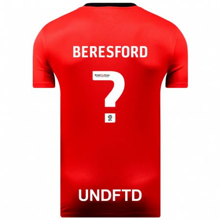 Kandiny Enfant Maillot Ben Beresford #0 Rouge Tenues Extérieur 2023/24 T-Shirt