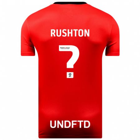 Kandiny Enfant Maillot Niall Rushton #0 Rouge Tenues Extérieur 2023/24 T-Shirt
