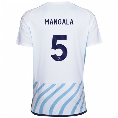 Kandiny Enfant Maillot Orel Mangala #5 Blanc Bleu Tenues Extérieur 2023/24 T-Shirt