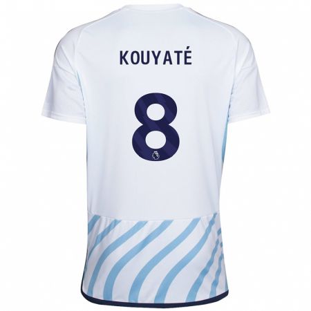 Kandiny Enfant Maillot Cheikhou Kouyaté #8 Blanc Bleu Tenues Extérieur 2023/24 T-Shirt