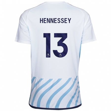 Kandiny Enfant Maillot Wayne Hennessey #13 Blanc Bleu Tenues Extérieur 2023/24 T-Shirt
