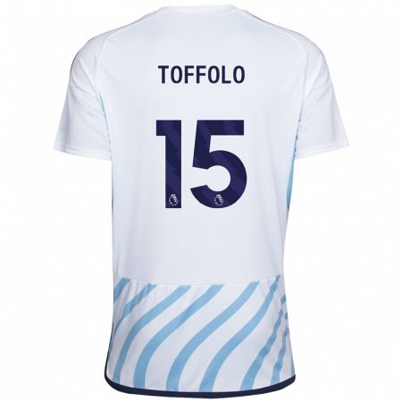 Kandiny Enfant Maillot Harry Toffolo #15 Blanc Bleu Tenues Extérieur 2023/24 T-Shirt