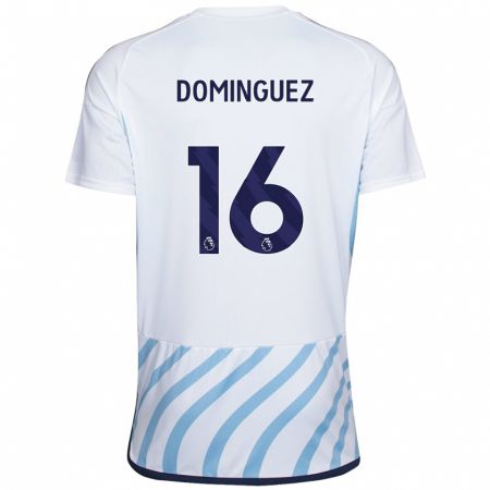 Kandiny Enfant Maillot Nicolás Domínguez #16 Blanc Bleu Tenues Extérieur 2023/24 T-Shirt