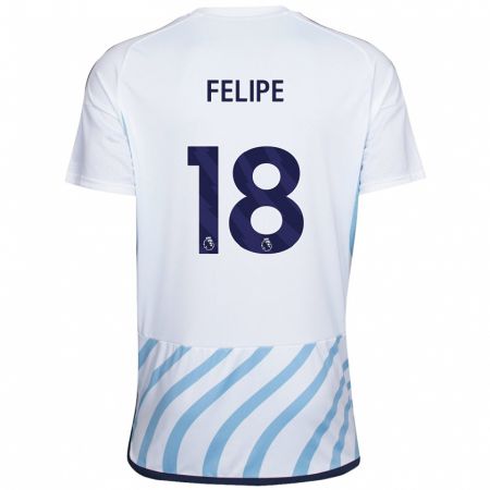 Kandiny Enfant Maillot Felipe #18 Blanc Bleu Tenues Extérieur 2023/24 T-Shirt