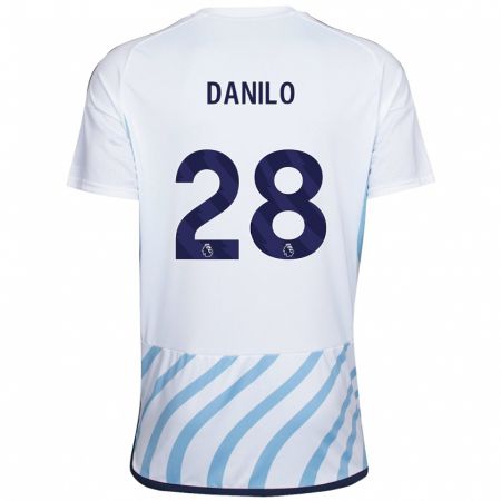 Kandiny Enfant Maillot Danilo #28 Blanc Bleu Tenues Extérieur 2023/24 T-Shirt