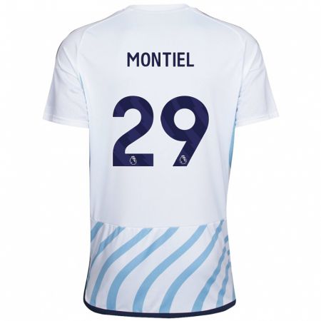 Kandiny Enfant Maillot Gonzalo Montiel #29 Blanc Bleu Tenues Extérieur 2023/24 T-Shirt