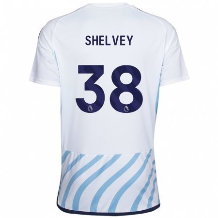 Kandiny Enfant Maillot George Shelvey #38 Blanc Bleu Tenues Extérieur 2023/24 T-Shirt