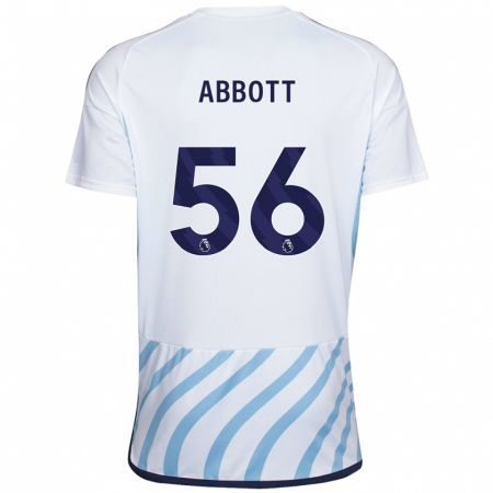 Kandiny Enfant Maillot Zach Abbott #56 Blanc Bleu Tenues Extérieur 2023/24 T-Shirt