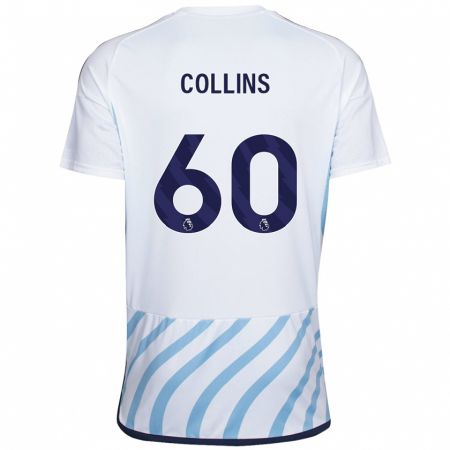 Kandiny Enfant Maillot Sam Collins #60 Blanc Bleu Tenues Extérieur 2023/24 T-Shirt