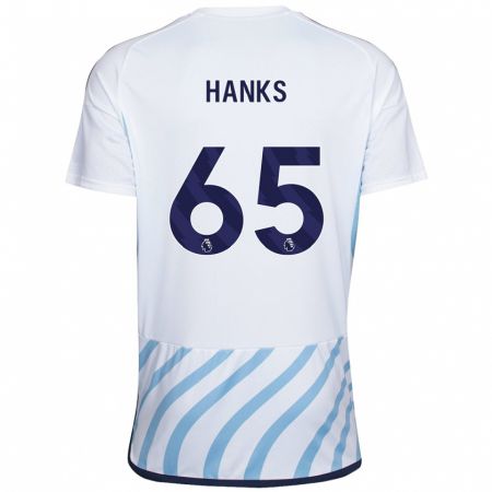 Kandiny Enfant Maillot Justin Hanks #65 Blanc Bleu Tenues Extérieur 2023/24 T-Shirt