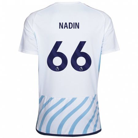 Kandiny Enfant Maillot Jack Nadin #66 Blanc Bleu Tenues Extérieur 2023/24 T-Shirt