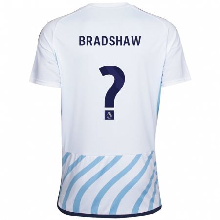 Kandiny Enfant Maillot Alfie Bradshaw #0 Blanc Bleu Tenues Extérieur 2023/24 T-Shirt
