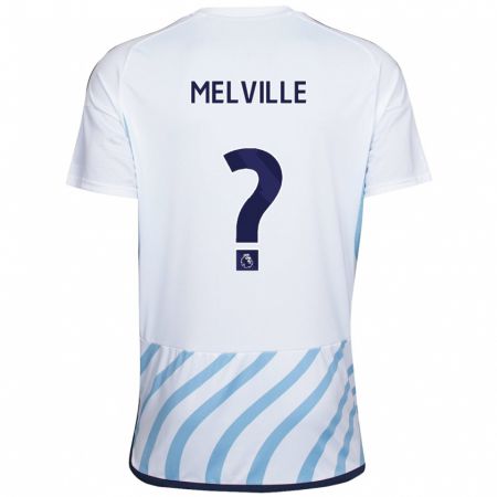 Kandiny Enfant Maillot Logan Melville #0 Blanc Bleu Tenues Extérieur 2023/24 T-Shirt