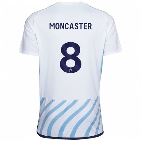 Kandiny Enfant Maillot Mai Moncaster #8 Blanc Bleu Tenues Extérieur 2023/24 T-Shirt