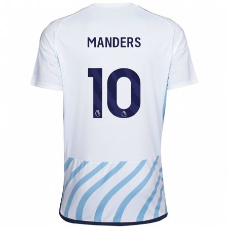 Kandiny Enfant Maillot Holly Manders #10 Blanc Bleu Tenues Extérieur 2023/24 T-Shirt