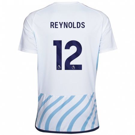 Kandiny Enfant Maillot Niamh Reynolds #12 Blanc Bleu Tenues Extérieur 2023/24 T-Shirt