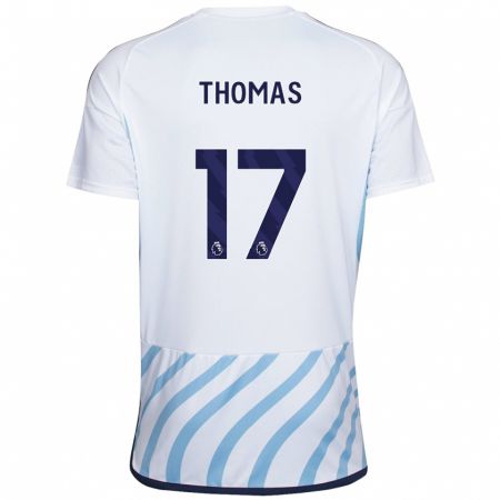 Kandiny Enfant Maillot Freya Thomas #17 Blanc Bleu Tenues Extérieur 2023/24 T-Shirt