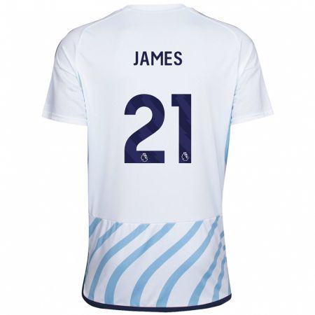 Kandiny Enfant Maillot Hayley James #21 Blanc Bleu Tenues Extérieur 2023/24 T-Shirt