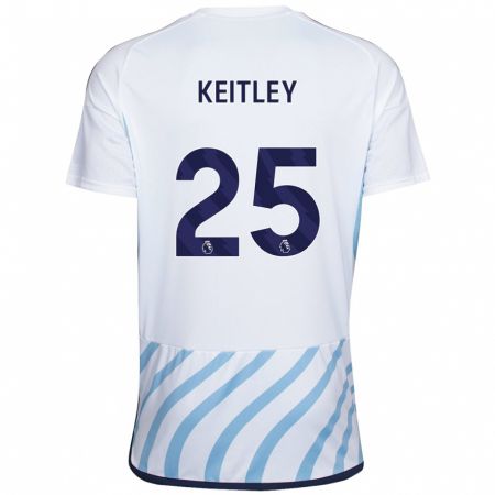 Kandiny Enfant Maillot Alice Keitley #25 Blanc Bleu Tenues Extérieur 2023/24 T-Shirt