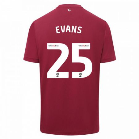 Kandiny Enfant Maillot Kieron Evans #25 Rouge Tenues Extérieur 2023/24 T-Shirt