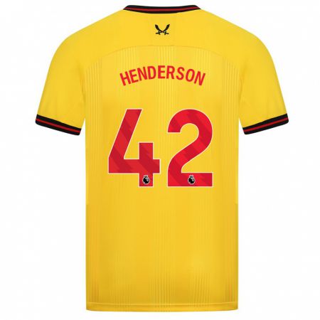 Kandiny Enfant Maillot Peyton Henderson #42 Jaune Tenues Extérieur 2023/24 T-Shirt