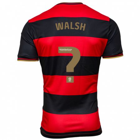 Kandiny Enfant Maillot Joe Walsh #0 Noir Rouge Tenues Extérieur 2023/24 T-Shirt