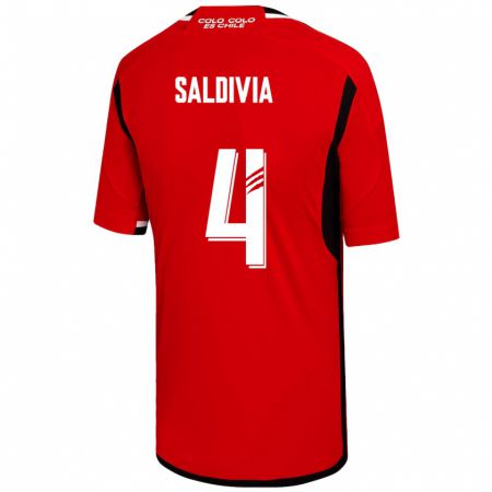 Kandiny Enfant Maillot Alan Saldivia #4 Rouge Tenues Extérieur 2023/24 T-Shirt