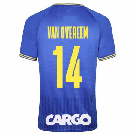 Kandiny Enfant Maillot Joris Van Overeem #14 Bleu Tenues Extérieur 2023/24 T-Shirt