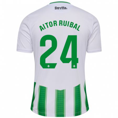 Kandiny Homme Maillot Aitor Ruibal #24 Blanc Tenues Domicile 2023/24 T-Shirt