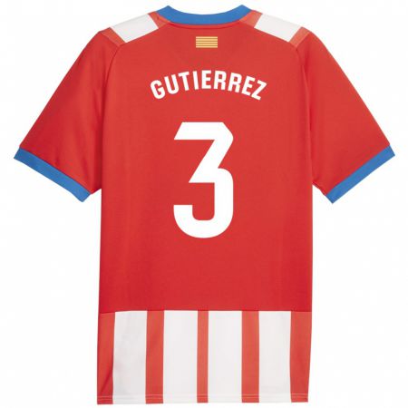 Kandiny Homme Maillot Miguel Gutiérrez #3 Rouge Blanc Tenues Domicile 2023/24 T-Shirt
