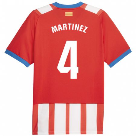 Kandiny Homme Maillot Arnau Martínez #4 Rouge Blanc Tenues Domicile 2023/24 T-Shirt