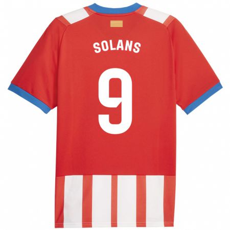 Kandiny Homme Maillot Sergi Solans #9 Rouge Blanc Tenues Domicile 2023/24 T-Shirt