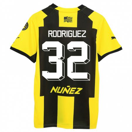 Kandiny Homme Maillot Randall Rodríguez #32 Jaune Noir Tenues Domicile 2023/24 T-Shirt