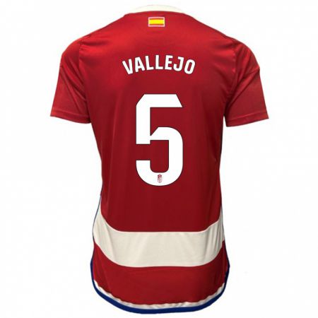 Kandiny Homme Maillot Jesús Vallejo #5 Rouge Tenues Domicile 2023/24 T-Shirt
